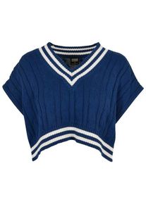 Urban Classics Rundhalspullover Urban Classics Damen Ladies Cropped Knit College Slipover (1-tlg), blau