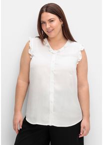 Große Größen Bluse in ärmelloser Form mit Volants, aus Viskose Gr. 56 weiß von sheego für Damen
