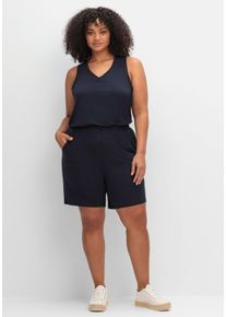 Große Größen Kurzer Jumpsuit mit tiefem Rückenausschnitt Gr. 56 blau von sheego für Damen