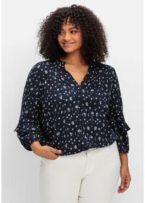 sheego by Joe Browns Große Größen Twill-Bluse mit floralem Druck und Rüschendetails Gr. 40 blau geblümt von sheego für Damen