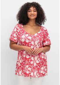 sheego by Joe Browns Große Größen Shirt mit Blumendruck und V-Ausschnitt Gr. 40/42 rot geblümt von sheego für Damen