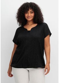 Große Größen Ausbrennershirt mit Gummizug am Saum Gr. 44/46 schwarz von sheego für Damen