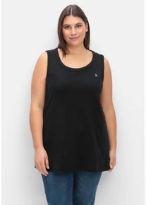 Große Größen Top in leichter A-Linie, aus Rippqualität Gr. 50 schwarz von sheego für Damen