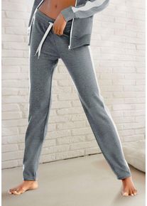 Bench. Loungewear Loungehose mit Seitenstreifen und geradem Bein, Loungeanzug, grau|weiß