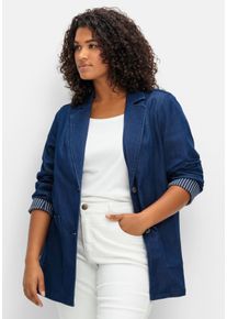 Große Größen Sweat-Blazer in Denimoptik Gr. 54 blau von sheego für Damen