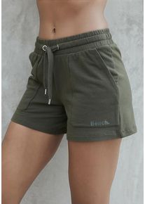 BENCH. LOUNGEWEAR Relaxshorts grün Gr. 32/34 für Damen. Mit Logodruck, Kordelzug. Bequem. Nachhaltig.
