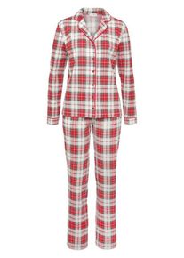 Lascana Schlafanzug (3 tlg., incl. Schlafmaske), rot|weiß