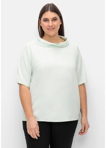 CREATION L PREMIUM Große Größen Tunika mit weitem Stehkragen, leicht schimmernd Gr. 42 grün für Damen