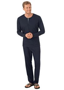 TRIGEMA Schlafanzug TRIGEMA Bequemer Schlafanzug aus Bio-Baumwolle (kbA) (1 tlg), blau