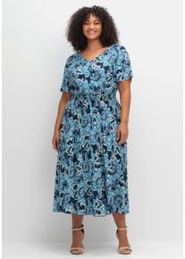 sheego by Joe Browns Große Größen Maxikleid mit Blumenprint und Taillen-Smokbund Gr. 54 blau geblümt von sheego für Damen