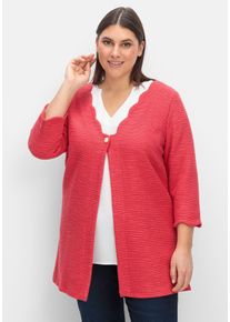 CRÉATION L Große Größen Strickjacke mit Knopfverschluss, aus Bouclé-Qualität Gr. 40 rot für Damen