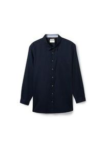 Tom Tailor Herren Plus - Hemd mit Leinen, blau, Uni, Gr. 4XL