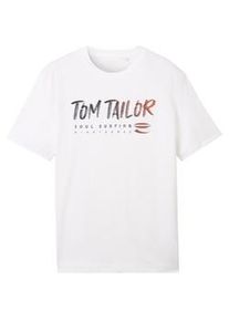 Tom Tailor Herren T-Shirt mit Textprint, weiß, Textprint, Gr. XXL