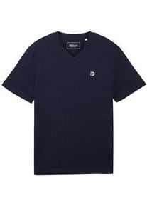 Tom Tailor DENIM Herren Basic T-Shirt mit Logo Print, blau, Logo Print, Gr. XL