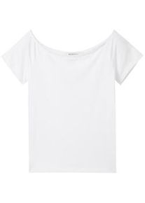 Tom Tailor DENIM Damen T-Shirt mit Bio-Baumwolle, weiß, Uni, Gr. XL
