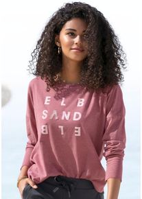 ELBSAND Longsleeve 'Ingrun' violett Gr. XL (42) für Damen. Rundhals und Logodruck. Figurumspielend. Nachhaltig.
