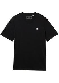 Tom Tailor DENIM Herren Basic T-Shirt mit Logo Print, schwarz, Logo Print, Gr. XXL