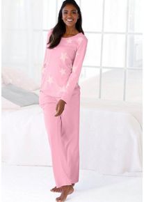 Arizona Pyjama (2 tlg) in melierter Optik mit Sternen, rosa