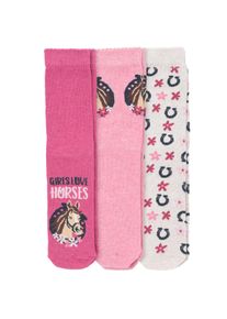 Topolino 3 Paar Mädchen Socken mit Pferde-Motiven