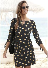 Buffalo Jerseykleid mehrfarbig Gr. 34 für Damen. Rundhals und Allover-Druck. Figurumspielend