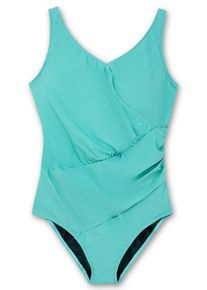 feel good Große Größen Badeanzug in Wickeloptik, tiefer Rückenausschnitt Gr. 44C blau für Damen