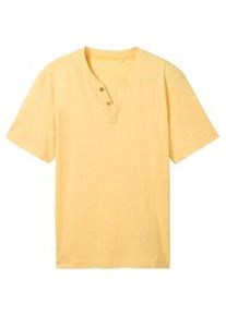 Tom Tailor Herren Serafino T-Shirt, gelb, Uni, Gr. XL