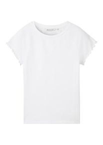 Tom Tailor DENIM Damen T-Shirt mit Ärmeldetails, weiß, Uni, Gr. XL