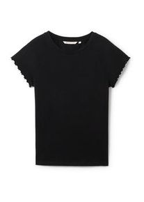 Tom Tailor DENIM Damen T-Shirt mit Ärmeldetails, schwarz, Uni, Gr. XXL