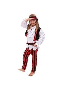 buttinette Piratin-Kostüm für Kinder, rot/schwarz/weiß