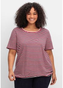 Große Größen Gestreiftes Shirt mit Gummizugbund Gr. 44/46 blau gestreift von sheego für Damen