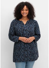 Große Größen Longtunika mit maritimem Alloverprint Gr. 60 blau bedruckt von sheego für Damen