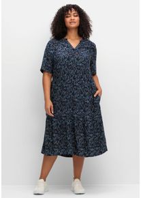 Große Größen Kleid in A-Linie, mit maritimem Print und Seitentaschen Gr. 46 blau von sheego für Damen