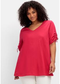 Große Größen Doppelpack Shirts mit Tunnelzug am Ärmel Gr. 40/42 pink/tiefblau gemustert bedruckt von sheego für Damen