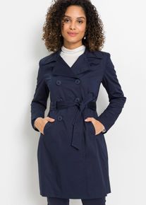 bonprix Trenchcoat aus Baumwolle, blau, Gr.48, Charmanter Trenchcoat mit doppelreihiger Knopfleiste und Bindeg&uuml;rtel., 97% Baumwolle
