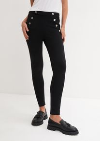 bonprix Leggings aus bequemen Punto di Roma, schwarz, Gr.56/58 (3XL), Gut sitzende Leggings in fester Punto Di Roma-Qualit&auml;t mit Zierkn&ouml;pfen, aus Punto di Roma,Viskose