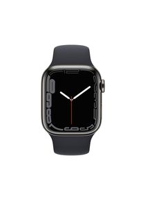 Apple Watch (Series 7) 2021 GPS + Cellular 41 mm - Rostfreier Stahl Schwarz - Sportarmband Schwarz