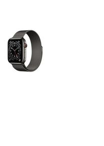Apple Watch (Series 7) 2021 GPS + Cellular 45 mm - Aluminium Schwarz - Milanaise Armband Silber