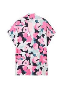 Tom Tailor Damen T-Shirt mit V-Ausschnitt, rosa, Allover Print, Gr. XXL
