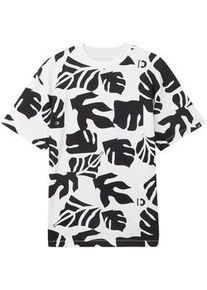 Tom Tailor DENIM Herren T-Shirt mit Allover-Print, schwarz, Allover Print, Gr. XL