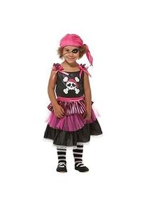 buttinette Piratin-Kostüm für Kinder, pink/schwarz