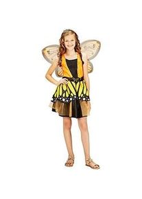buttinette Schmetterling Kostüm für Kinder, orange/schwarz