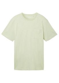 Tom Tailor Herren T-Shirt mit Brusttasche, grün, Streifenmuster, Gr. XXL
