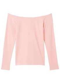 Tom Tailor DENIM Damen T-Shirt mit Carmen-Ausschnitt, rosa, Uni, Gr. XL