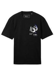 Tom Tailor DENIM Herren T-Shirt mit Logo Print, schwarz, Logo Print, Gr. XXL