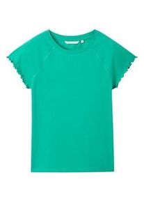 Tom Tailor DENIM Damen T-Shirt mit Ärmeldetails, grün, Uni, Gr. XXL