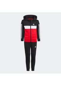 Trainingsanzug adidas Sportswear "LK 3S TIB FL TS" Gr. 128, rot (better scarlet, white, black) Kinder Sportanzüge Trainingsanzüge