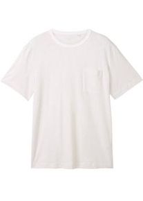 Tom Tailor Herren T-Shirt mit Brusttasche, weiß, Streifenmuster, Gr. XXL