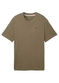 Tom Tailor Herren T-Shirt mit Leinenanteil, grün, Uni, Gr. XL