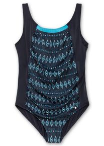 Große Größen Badeanzug mit Ethnoprint und Shape-Effekt Gr. 40F blau bedruckt von sheego für Damen