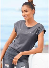 Venice Beach Kurzarmshirt grau Gr. 32/34 für Damen. Rundhals und Logodruck. Figurumspielend. Nachhaltig.